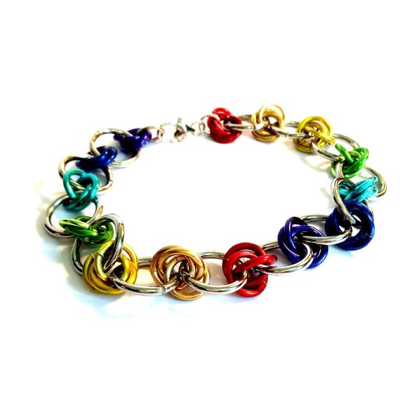 Gay Pride Chainmail Bracelet - Picture 2 of 5